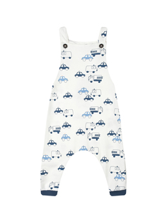 Белый полукомбинезон с принтом &quot;машины&quot; Sanetta Kidswear