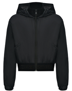 Ветровка с капюшоном и логотипом на резинке, чёрная Karl Lagerfeld kids