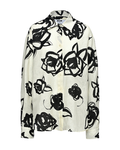 Льняная рубашка с принтом &quot;розы&quot; MSGM