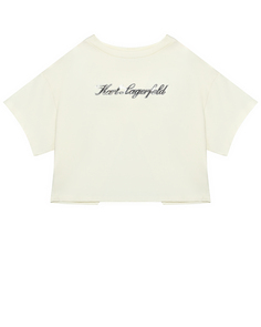 Топ укороченный оверсайз с логотипом, белый Karl Lagerfeld kids