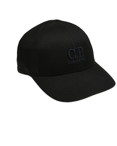 Бейсболка с вышитым лого в тон, черная CP Company
