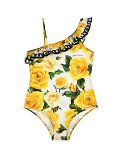 Купальник с рюшей и принтом &quot;желтые розы&quot; Dolce&Gabbana