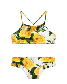 Раздельный купальник с принтом &quot;желтые розы&quot; Dolce&Gabbana