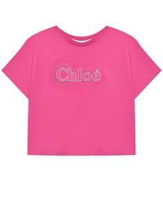 Футболка с вышитым лого, фуксия Chloe