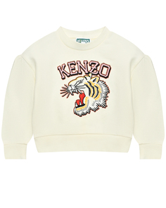 Свитшот с принтом тигра и логотипом, белый KENZO