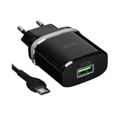 Зарядное устройство сетевое Hoco C12Q УТ000024488 USB, 3А, QC3.0, черное