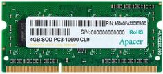 Модуль памяти SODIMM DDR3 4GB Apacer DS.04G2J.K9M 1333MHz Non-ECC 1Rx8 CL9 1,5V