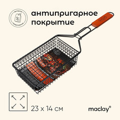 Решетка гриль для бургеров maclay, 25x25 см, нержавеющая сталь, для мангала