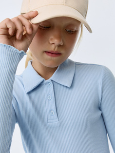 Школьный лонгслив с воротником для девочек