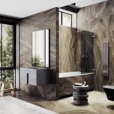 Шторка на ванну MaybahGlass MGV-654-4 70,5 см, профиль хром, стекло графитовое