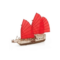 Конструктор EWA ECO-WOOD-ART Деревянный конструктор 3D Корабль c парусами Джонка 1.0