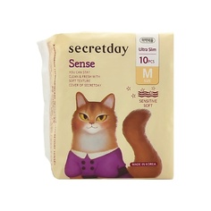 Прокладки гигиенические SECRET DAY Хлопковые гигиенические прокладки, размер М Sense