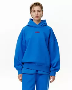 Худи из футера базовый синего цвета