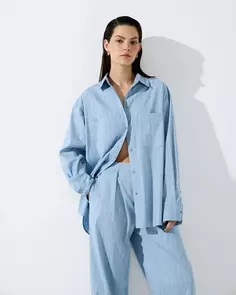 Рубашка изо льна голубого цвета