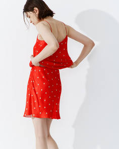 Юбка мини из вискозы с принтом красного цвета