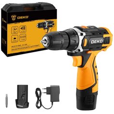 Дрель-шуруповерт аккумуляторный, Deko, DKCD12V, 12 В, быстрозажимной патрон, 2 скор, кейс, 2х1.5Ач, кейс ДЕКО