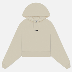 Женская толстовка MSGM Micrologo Basic Hoodie Short, цвет бежевый