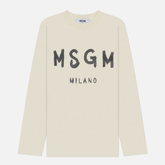 Женский лонгслив MSGM MSGM Milano Logo, цвет бежевый