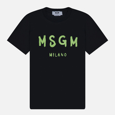 Мужская футболка MSGM Brush Stroke Logo, цвет чёрный