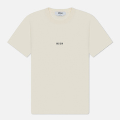 Женская футболка MSGM Micrologo Basic Crew Neck, цвет бежевый