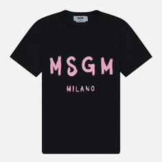 Женская футболка MSGM Brush Stroke Print, цвет чёрный