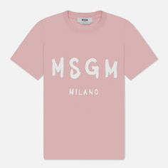 Женская футболка MSGM Brush Stroke Print, цвет розовый