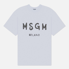 Мужская футболка MSGM Brush Stroke Logo Print, цвет белый