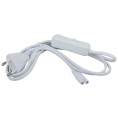 Кабель готовый со штекером (вилкой) кабель для линейных светильников ЭРА 2x0,75 1,5 м. 6 А с выключателем, белый ERA