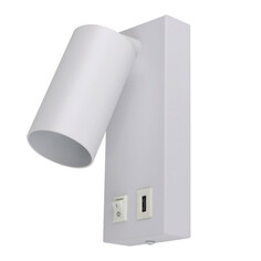 Споты под лампочку спот DE FRAN Арид GU10 50Вт с USB и выключателем белый