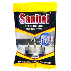 Средства для прочистки труб средство чистящее SANITOL Антизасор для удаления засоров в трубах порошок 90г Selena