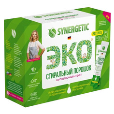 Средства для стирки белья порошок стиральный SYNERGETIC Эко Универсальный 20 стиков 500г концентрат