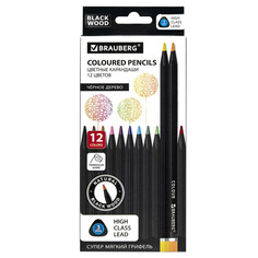 Цветные карандаши карандаши цветные BRAUBERG Black wood 12 12цв дерево