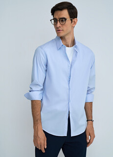 Рубашка Slim fit, Голубой Ostin