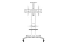 Стойка мобильная ONKRON TS1881 WHITE на 1 ТВ/ 50-86" от 300х100 до 800х500, макс нагр 90,9кг, 2 полки, высота 1350-1650мм, белая