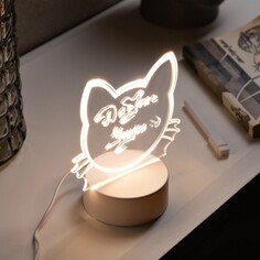 Ночник с маркером для заметок, 13.5x15.5x8.5 см, 5 led, usb, aax3(не в компл.), кот, т/белый 10472 Luazon Lighting