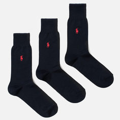 Комплект носков Polo Ralph Lauren Mercerized Cotton 3-Pack, цвет синий