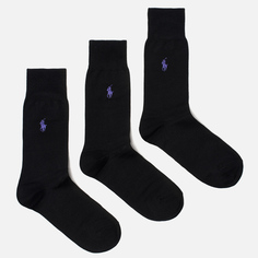 Комплект носков Polo Ralph Lauren Mercerized Cotton 3-Pack, цвет чёрный