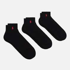 Комплект носков Polo Ralph Lauren Quarter 3-Pack, цвет чёрный