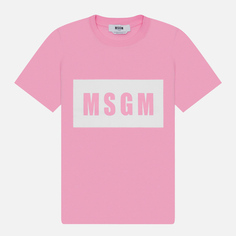 Женская футболка MSGM Box Logo, цвет розовый
