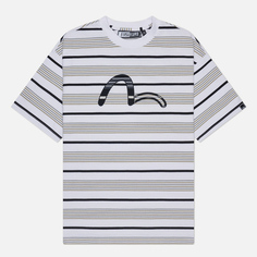 Мужская футболка Evisu Evisukuro Striped Embroidered Seagull, цвет белый