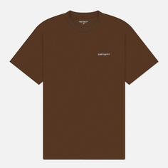 Мужская футболка Carhartt WIP Script Embroidery, цвет коричневый