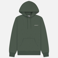Мужская толстовка Carhartt WIP Hoodie Script Embroidery Polycotton, цвет зелёный