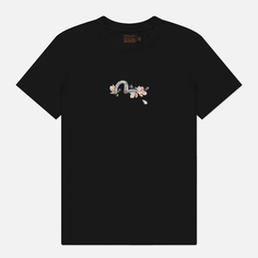 Женская футболка Evisu Printed Seagull Cranes Floral Regular, цвет чёрный