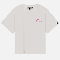 Женская футболка Evisu Evisukuro Brush Art Kamon Ruched, цвет белый