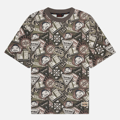 Мужская футболка Evisu Multi Badges All Over Print, цвет оливковый