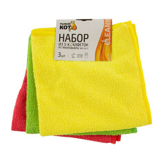 Салфетки универсальные из микрофибры набор салфеток РЫЖИЙ КОТ 3шт 30х30см микрофибра