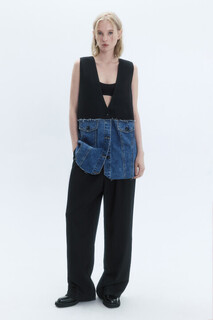 жилет джинсовый женский Жилет oversize из комбинированных тканей Befree