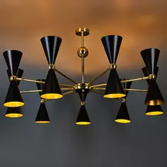 Люстра потолочная Vesper 18 ламп 36 м² цвет золотой/черный Без бренда