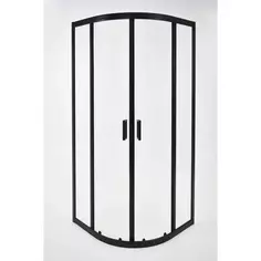 Душевой уголок Metakam 1/4 круга 80x80 см черный профиль прозрачное стекло раздвижной Метакам