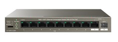 Коммутатор неуправляемый IP-Com G1110PF-8-102W V1.0 8*10/100/1000 Мбит/с Base-T (данные/питание), 1*10/100/1000 Мбит/с Base-T uplink (данные); 1*100/1